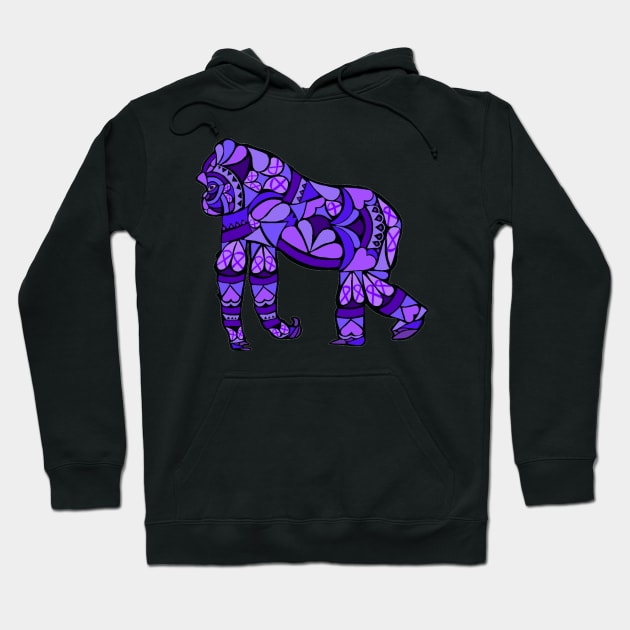 Purple Awareness Ribbon Gorilla mandala Hoodie by CaitlynConnor